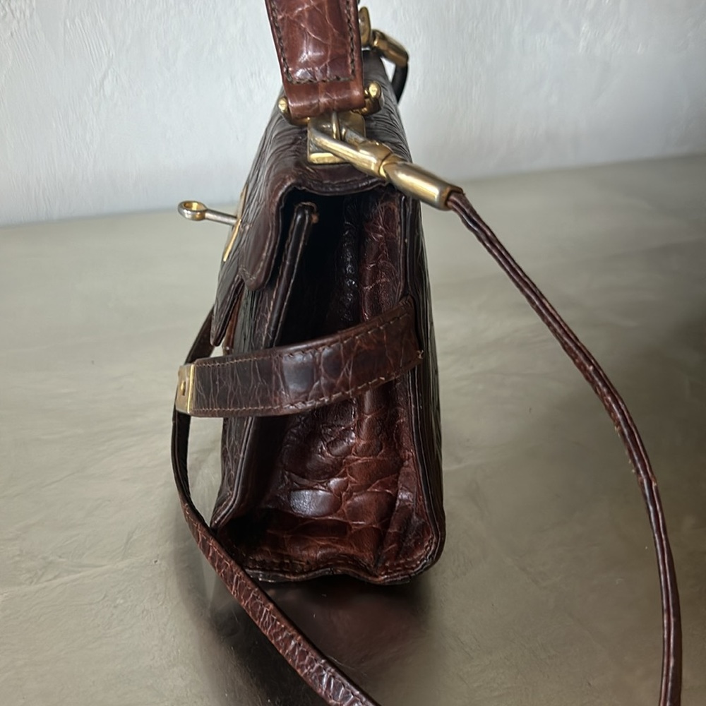 🔥HP🔥True VTG Maraolo small Alligator Crossbody Bag, brown, Italy - Picture 6 of 17